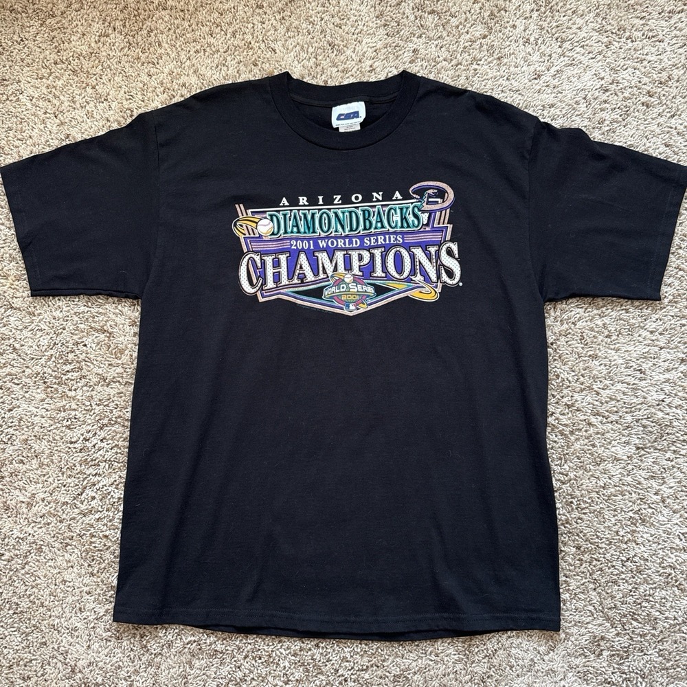Y2K MLB Arizona Diamondbacks 2001 World Series Champions Black Shirt XL New CSA